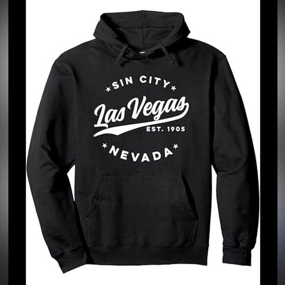 Vintage Las Vegas Sin City Nevada Hoodie - Black Sweatshirt, Unisex Size M - Picture 1 of 7